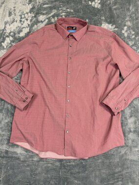 J. Ferrar Mens Slim Fit Stretch Button-Up Shirt XXL Red Coolmax
